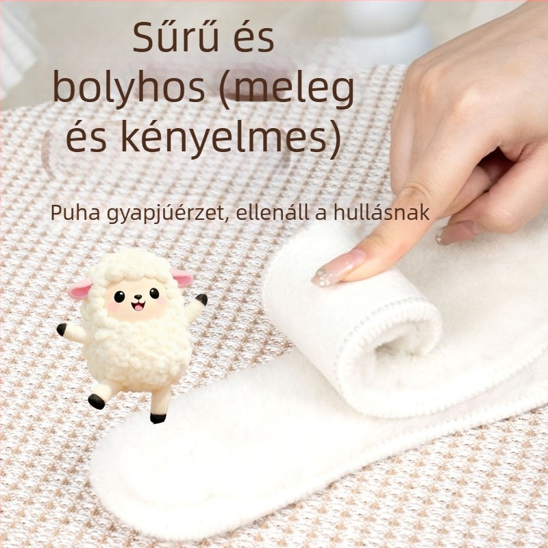 Téli gyapjú talpbetét bársonyos béléssel, vastag és meleg teljes talpbetét uniszex csizmákhoz és casual cipőkhöz, modell Zn White Wool
