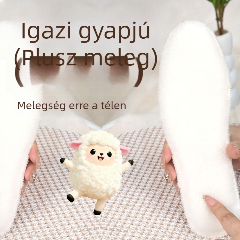 Téli gyapjú talpbetét bársonyos béléssel, vastag és meleg teljes talpbetét uniszex csizmákhoz és casual cipőkhöz, modell Zn White Wool