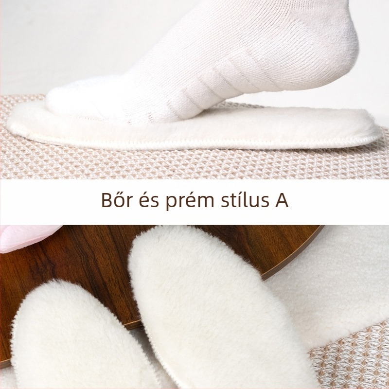 Téli gyapjú talpbetét bársonyos béléssel, vastag és meleg teljes talpbetét uniszex csizmákhoz és casual cipőkhöz, modell Zn White Wool