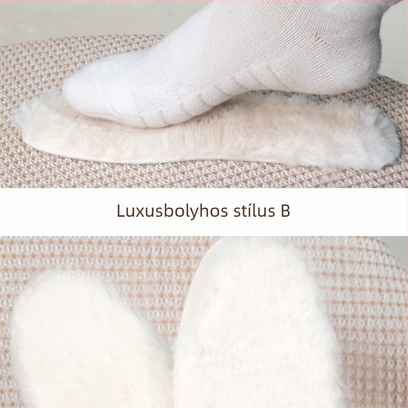 Téli gyapjú talpbetét bársonyos béléssel, vastag és meleg teljes talpbetét uniszex csizmákhoz és casual cipőkhöz, modell Zn White Wool