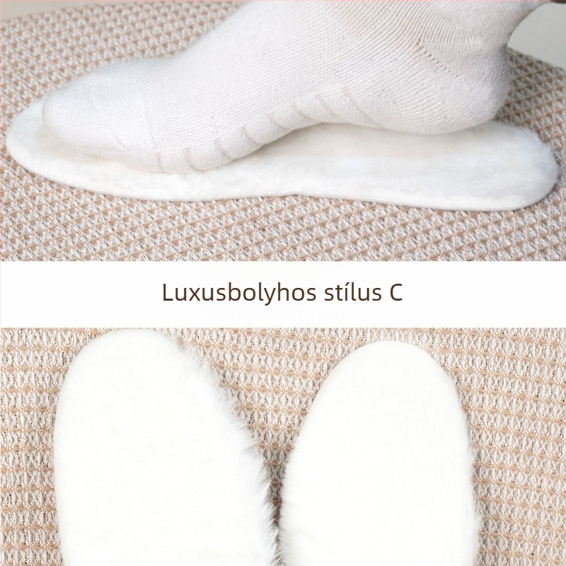 Téli gyapjú talpbetét bársonyos béléssel, vastag és meleg teljes talpbetét uniszex csizmákhoz és casual cipőkhöz, modell Zn White Wool