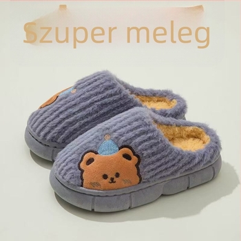 Téli gyerek papucs – pamut felsőrész, PVC talp, mesefigurás mintázat, 1–3 éves korosztálynak