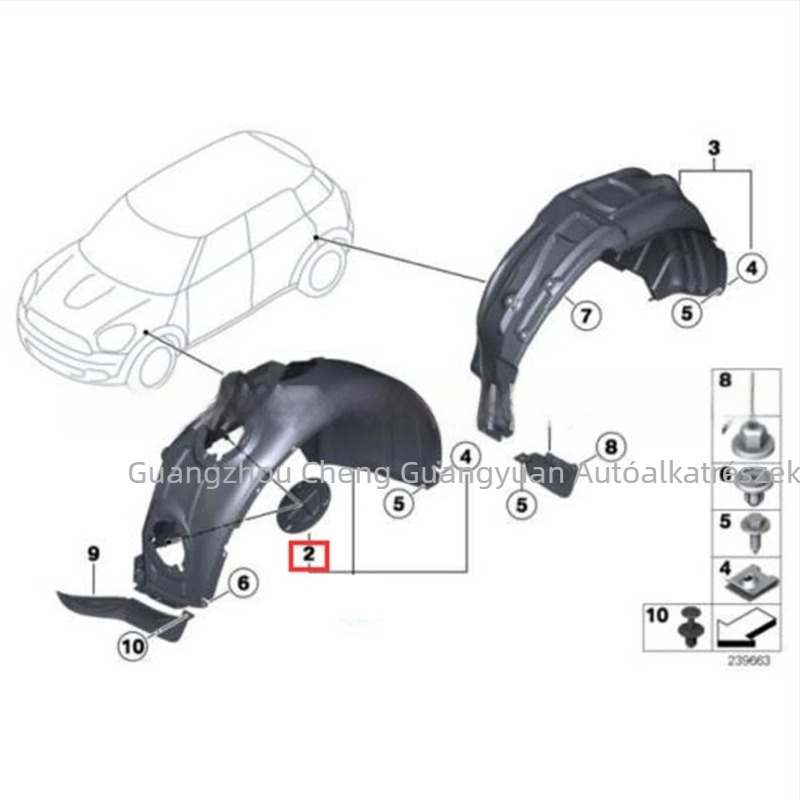 Mini Cooper első sárvédő belső burkolat (R55/R56/R57/R58/R59) — Kód 51772751776