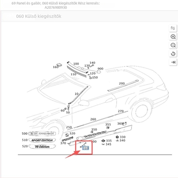 Mercedes-Benz W207 alsó oldalsó gerenda burkolat, műanyag, kompatibilis 2076980930/2076981130