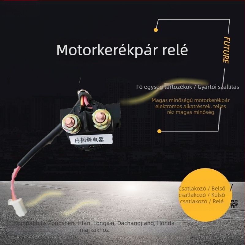 Motorkerékpár indító relé, plug-in típus, márka Chixiang, kompatibilis Zongshen, Longxin, Lifan és Great Yangtze River modellek
