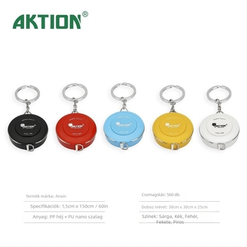 AKTION Ruhamérő szalag, kihúzható PU anyagból, 150 cm hatótávolság