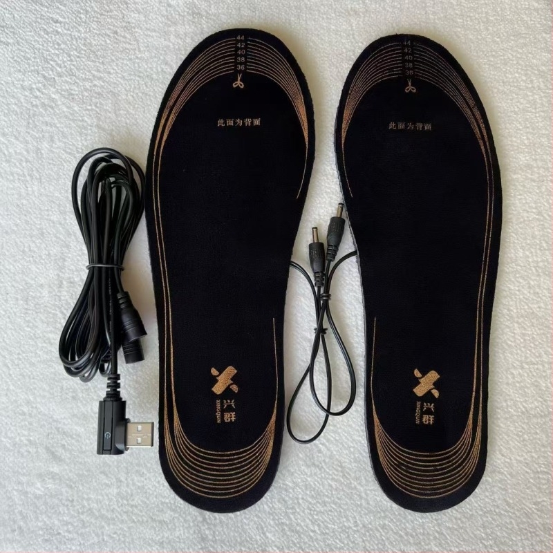 USB-s fűtésű talpbetétek vágásra szabható dizájnnal; velúr felső rész, EVA talp, uniszex, otthoni használatra