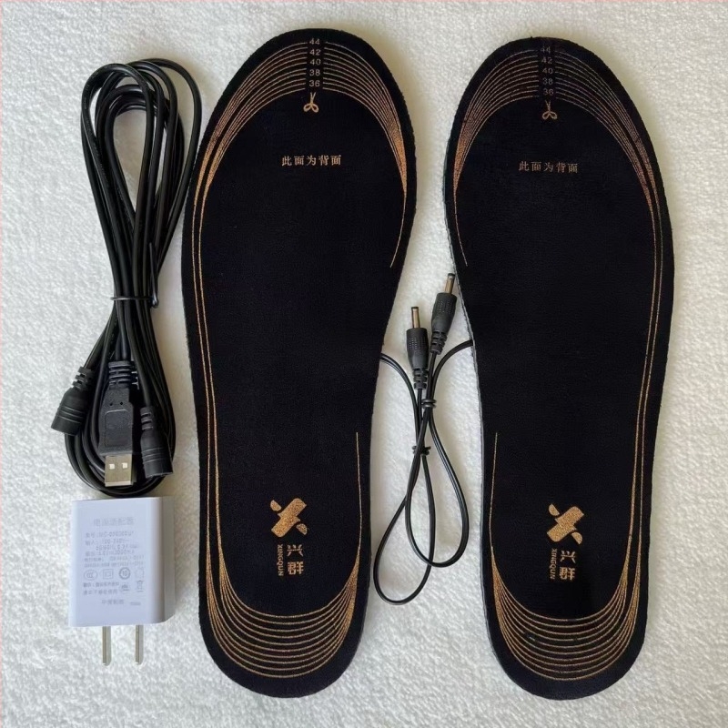 USB-s fűtésű talpbetétek vágásra szabható dizájnnal; velúr felső rész, EVA talp, uniszex, otthoni használatra