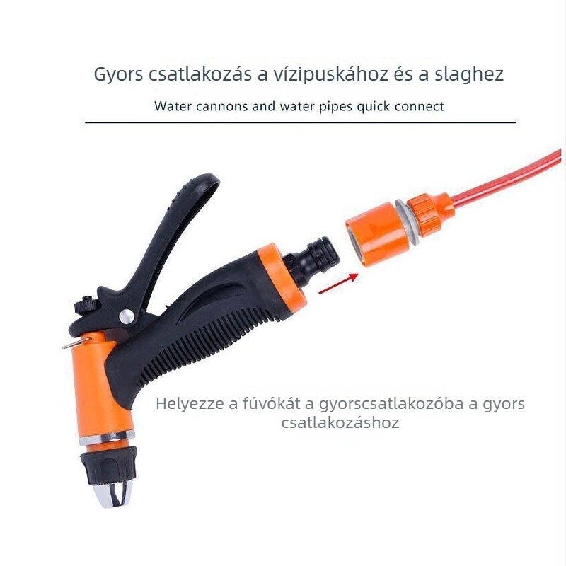 Autómosó magasnyomású pisztoly, kézi hordozható tisztító, 12V 60W, ABS műanyag fej, nyomás 5 kg, tömeg 1,45 kg