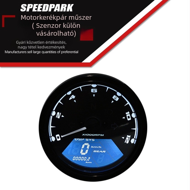 Motorkerékpár LCD műszerfal MLS002, 8-18V, általános modellek, a tkspeed gyártótól, módosításra