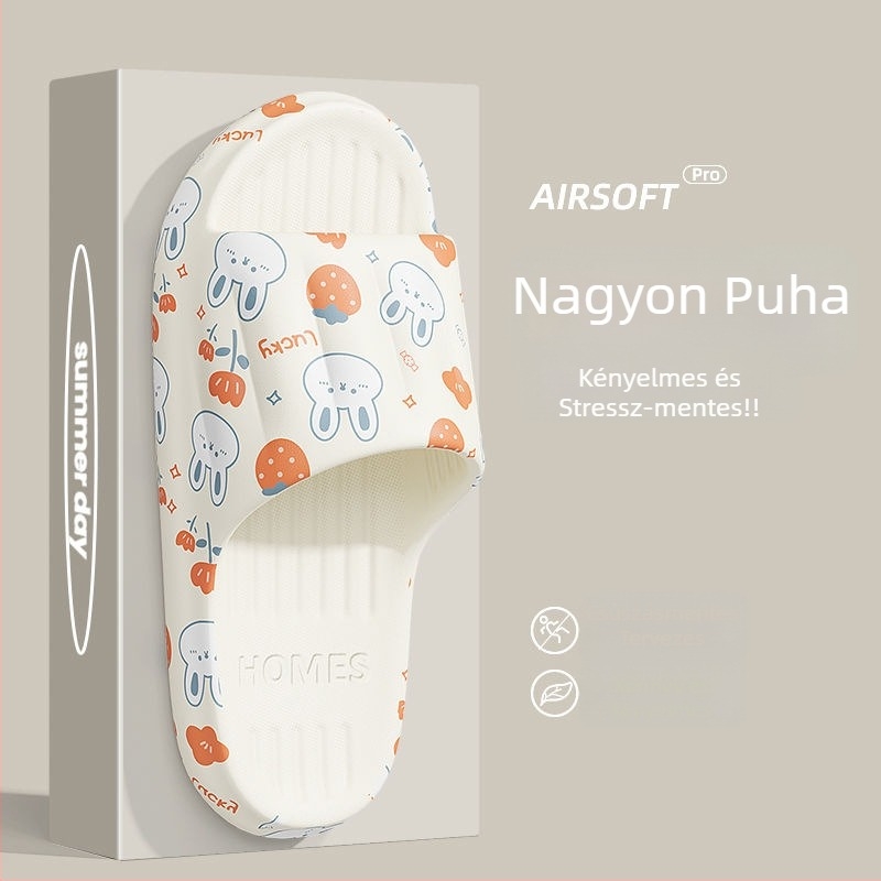 Terhes nők PVC papucs - Slip-On, egyláncos pánt, Rajzfilm minta, Lapos sarok, A talp vastagsága 0–3 cm