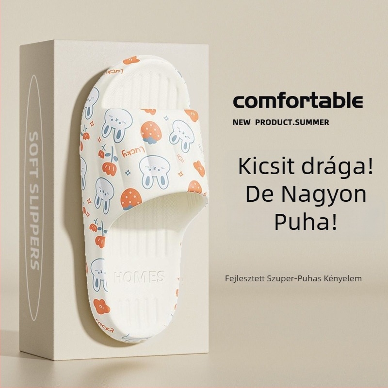 Terhes nők PVC papucs - Slip-On, egyláncos pánt, Rajzfilm minta, Lapos sarok, A talp vastagsága 0–3 cm