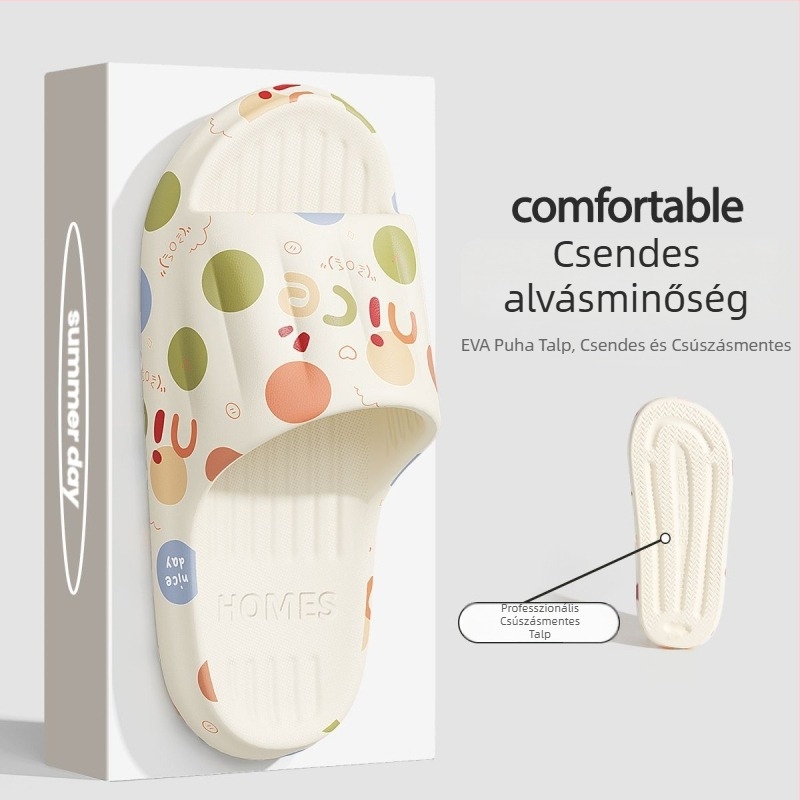 Terhes nők PVC papucs - Slip-On, egyláncos pánt, Rajzfilm minta, Lapos sarok, A talp vastagsága 0–3 cm