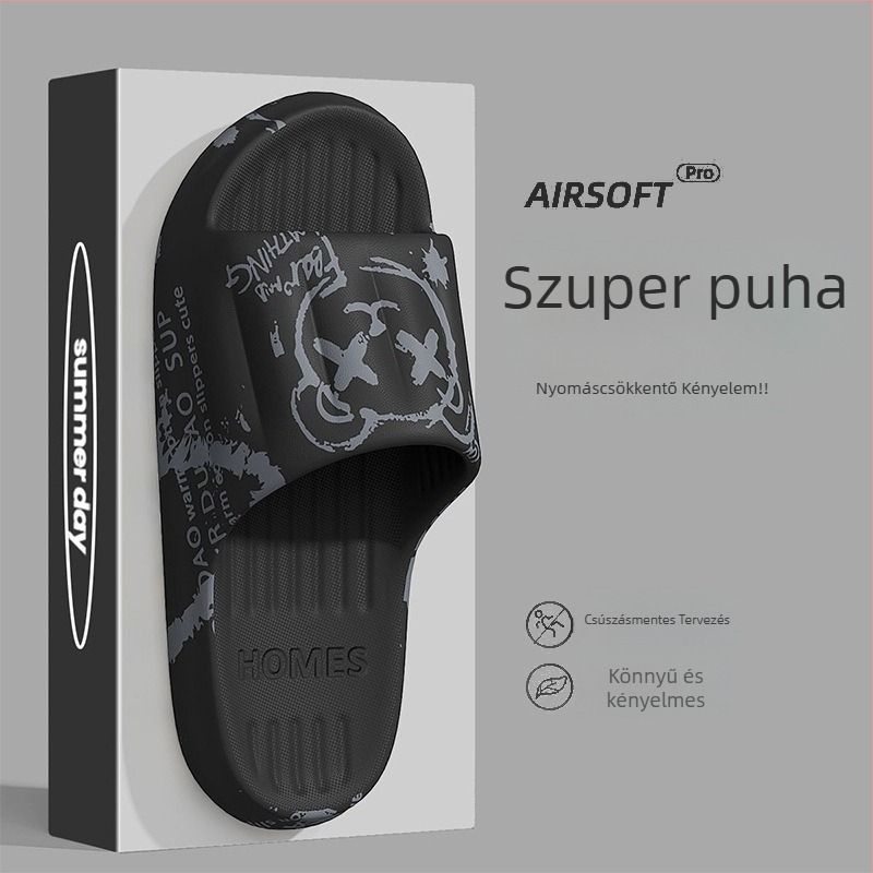 Terhes nők PVC papucs - Slip-On, egyláncos pánt, Rajzfilm minta, Lapos sarok, A talp vastagsága 0–3 cm