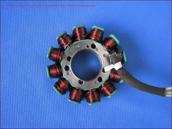 Motorkerékpár háromfázisú sztátor tekercs, 12 pólusú, magneto generator, háromlyukas pozicionálás