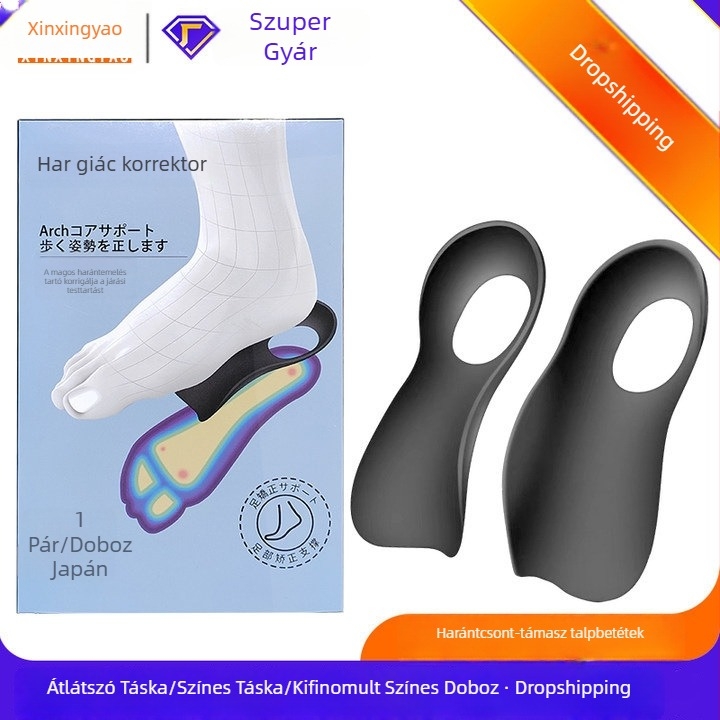 XO típusú boltozati támogató talpbetét valgus lábra, boltozat összeomlás elleni korrekció, lapos láb korrekció, fél talpbetét