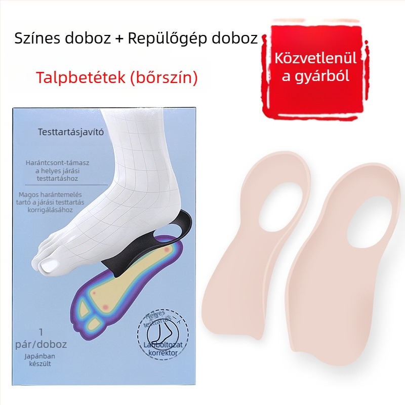 XO típusú boltozati támogató talpbetét valgus lábra, boltozat összeomlás elleni korrekció, lapos láb korrekció, fél talpbetét