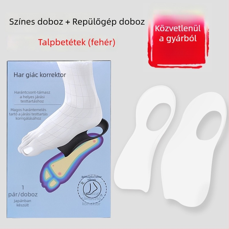 XO típusú boltozati támogató talpbetét valgus lábra, boltozat összeomlás elleni korrekció, lapos láb korrekció, fél talpbetét