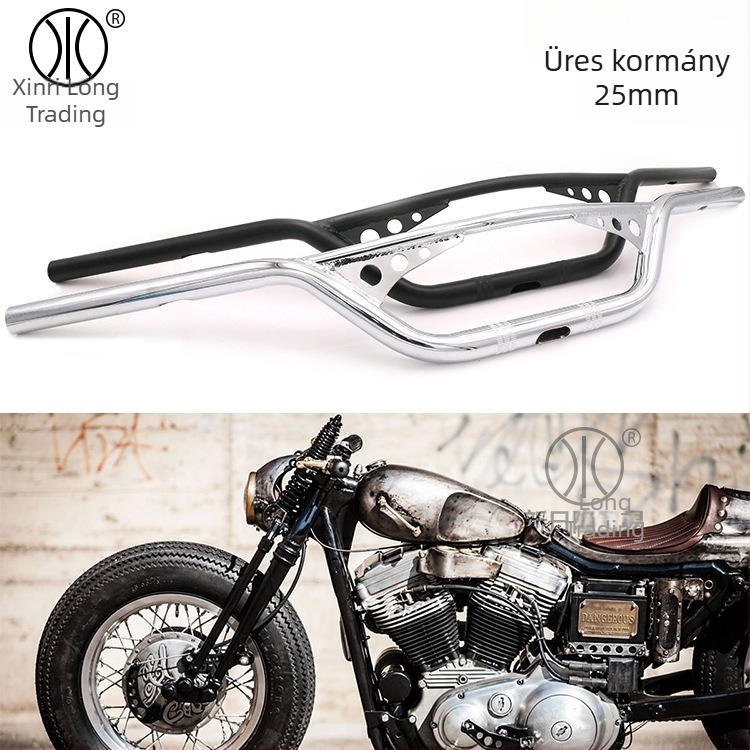 New Rilong HP-CB026 Harley-stílusú motorkerékpár-kormány, acélcsőből, kompatibilis 25 mm-rel, módosítás céljából
