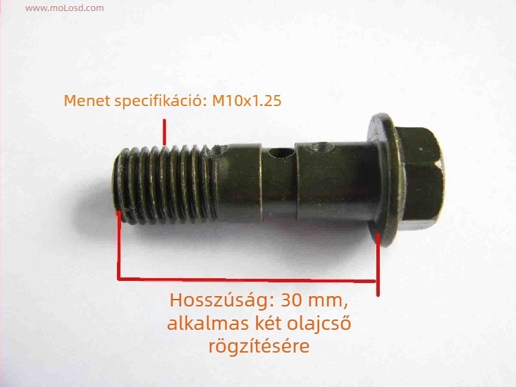 Motorkerékpár fékcső acélmaggal és hosszított üreges csavarral