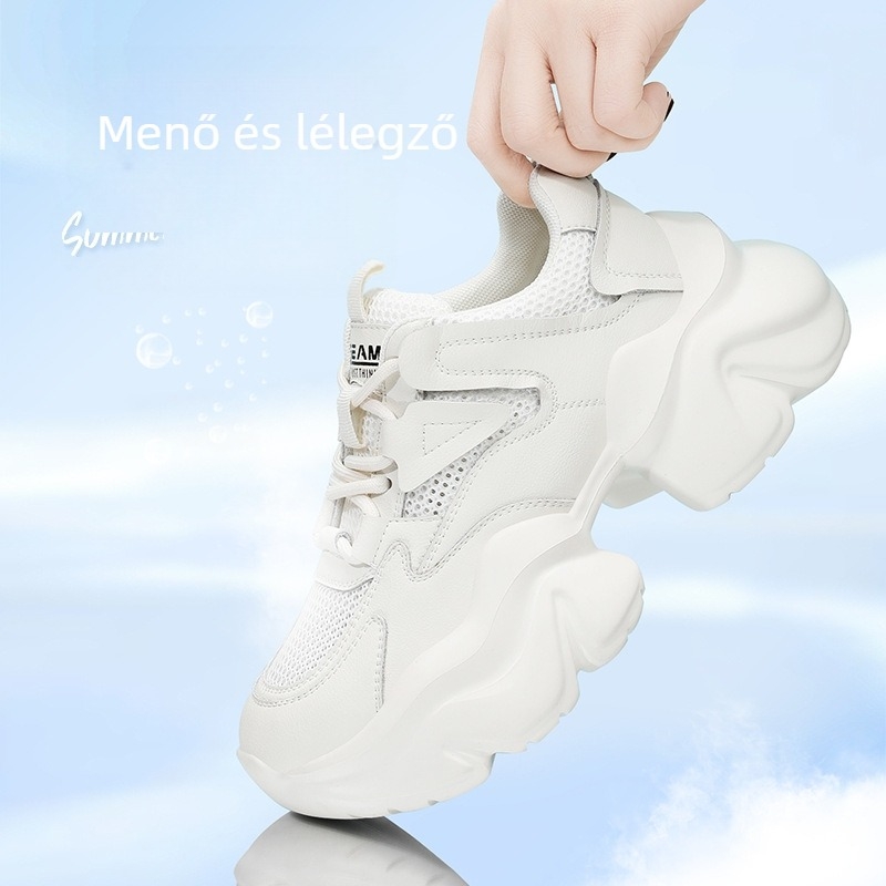 Női kültéri casual sneaker – kerek orrú, alacsony felsőrész, 6-8 cm magas sarok, gumitalp, PU talpabetét