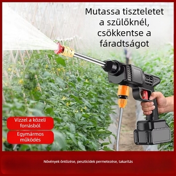 Hordozható vezeték nélküli autómosó pisztoly, 12V-os lítiumakkumulátorral, 150W, 0,8 MPa, tömlő 5–10 m