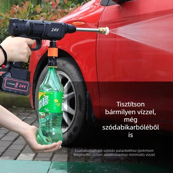 Hordozható vezeték nélküli autómosó pisztoly, 12V-os lítiumakkumulátorral, 150W, 0,8 MPa, tömlő 5–10 m