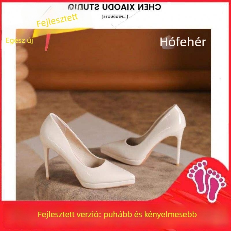 Női minimalist cipő macska sarkúval, PU felsőrész, PU talpbetét, gumitalp