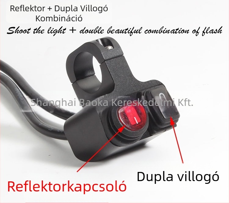 Motorkerékpár fényszóró kapcsoló kettős villanás és reflektor funkcióval, Mop márka, modell 001