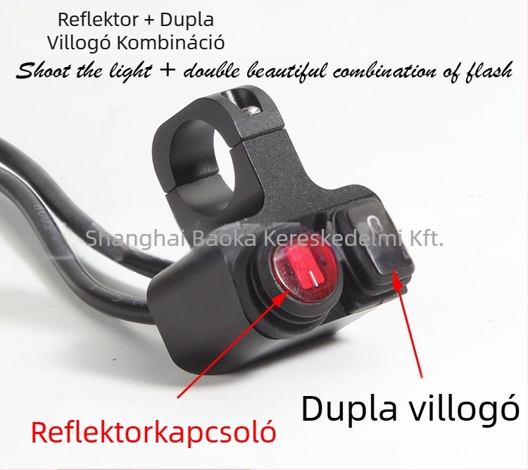 Motorkerékpár fényszóró kapcsoló kettős villanás és reflektor funkcióval, Mop márka, modell 001