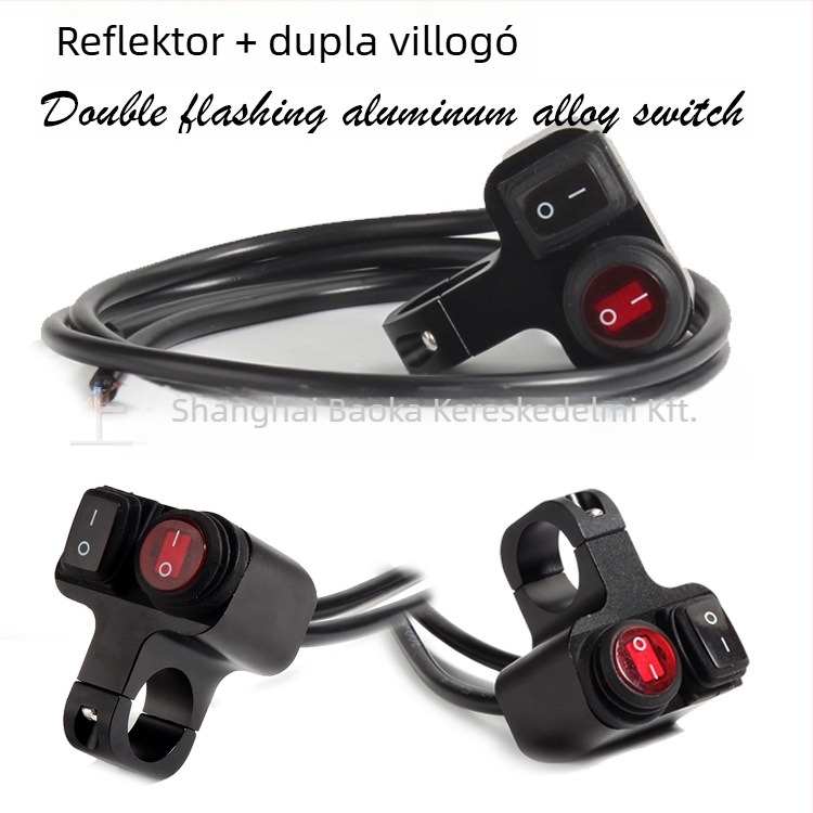 Motorkerékpár fényszóró kapcsoló kettős villanás és reflektor funkcióval, Mop márka, modell 001