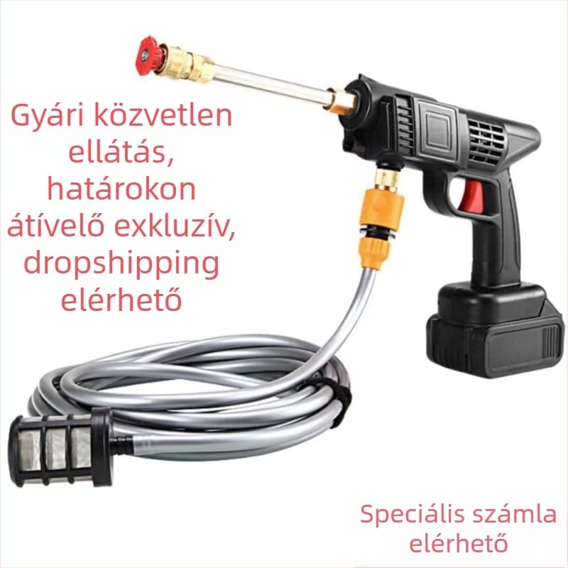 Vezeték nélküli autómosó lítiumionos akkumulátorral, hordozható magasnyomású vízpisztoly