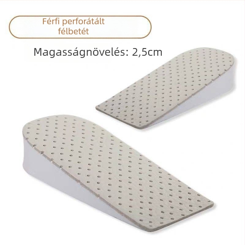 Tehénbőrből készült talpbetét, fél talpbetét magasságot növelő funkcióval, modell 020, uniszex