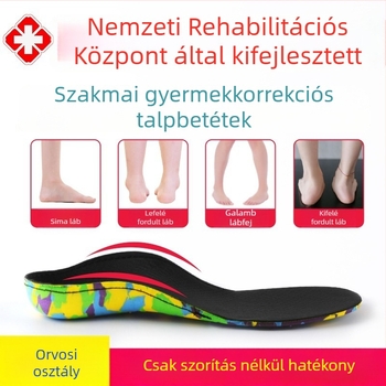 Gyerekeknek szóló ortopéd talpbetét — lapos láb korrekció ívtámogatással, EVA anyagú, modell B-088, futócipőkhöz, bakancsokhoz és hétköznapi cipőkhöz