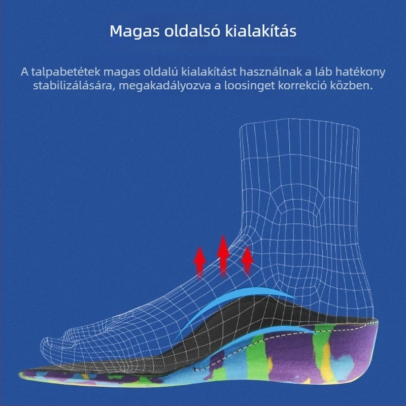 Gyerekeknek szóló ortopéd talpbetét — lapos láb korrekció ívtámogatással, EVA anyagú, modell B-088, futócipőkhöz, bakancsokhoz és hétköznapi cipőkhöz