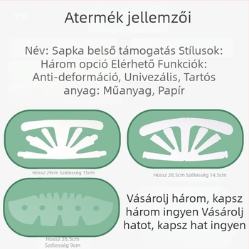 Baseball sapka belső támasz – papíralapú anyag, hajtogatható bélés, bélés-töltet, deformáció elleni