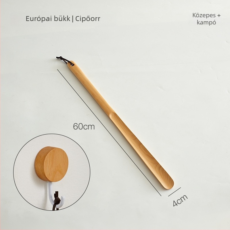 Fából készült cipőhúzó ultra hosszú nyéllel, otthoni használatra