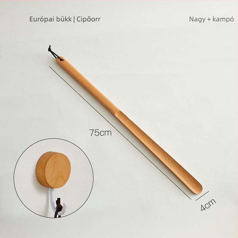 Fából készült cipőhúzó ultra hosszú nyéllel, otthoni használatra