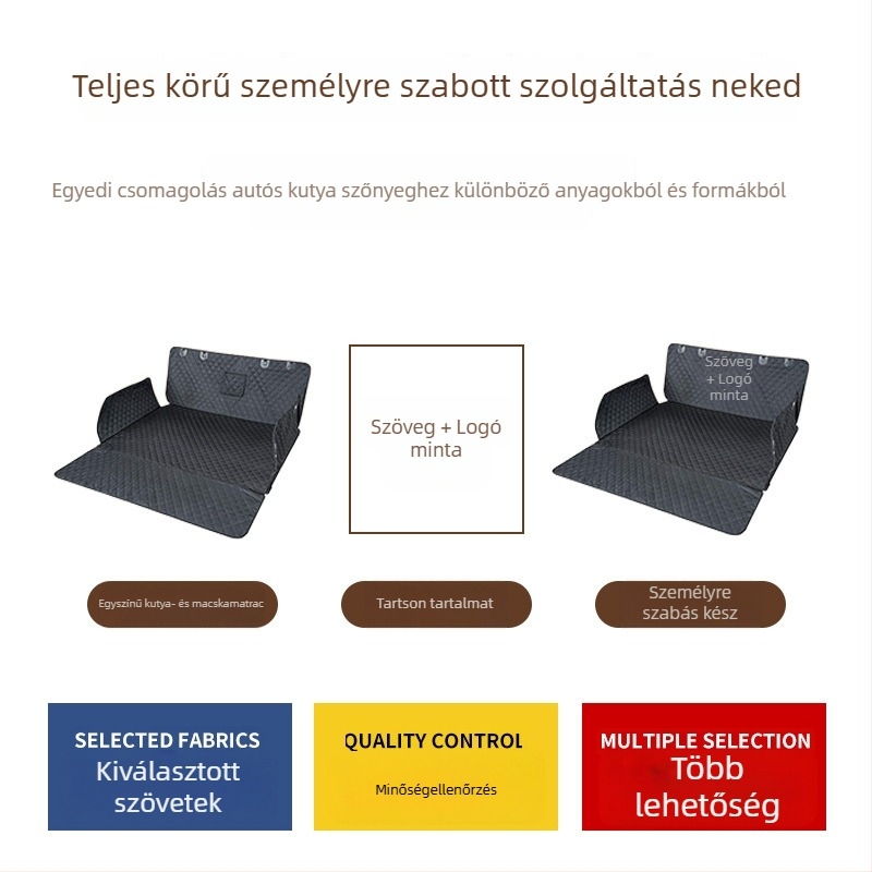 Kutya autóhátsó csomagtartó szőnyeg – textil, vízálló, tartós, összecsukható, személyre szabható
