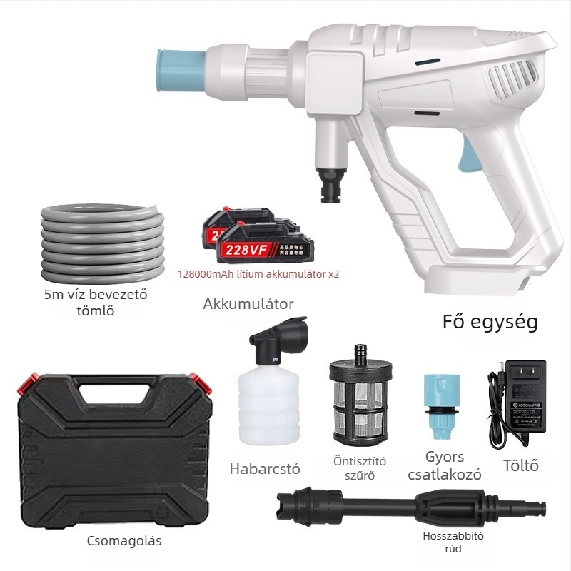 Xicheng Vezeték nélküli magasnyomású autómosó pisztoly, hordozható lítium-akkumulátoros tisztító készülék, újratölthető elektromos autókhoz