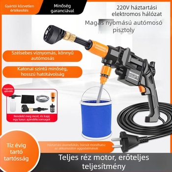 TY66 Elektromos kézi autómosó pumpa — fém és műanyag, 40 BAR, 2,4 L/perc, 110–240V