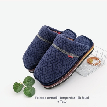 Uniszex papucs textil felsőrésszel és gumitalppal, vastagított, melegen tart, téli, tavaszi és őszi használatra