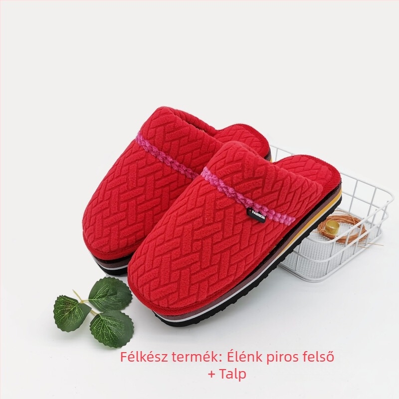 Uniszex papucs textil felsőrésszel és gumitalppal, vastagított, melegen tart, téli, tavaszi és őszi használatra