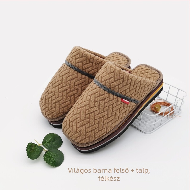 Uniszex papucs textil felsőrésszel és gumitalppal, vastagított, melegen tart, téli, tavaszi és őszi használatra