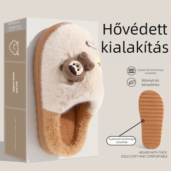 Szülő–gyerek pamut papucs Cartoon mintával, EVA talppal, csúszásmentes, könnyű és tartós