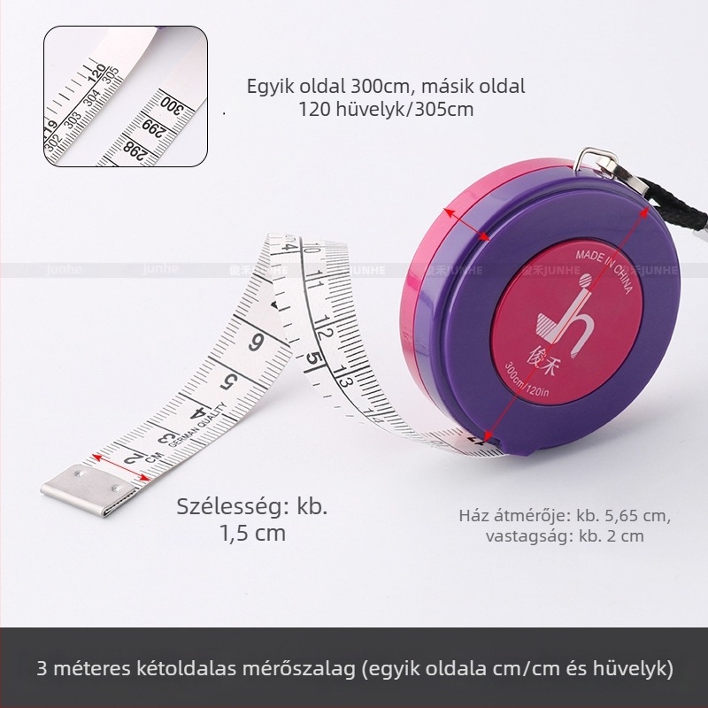 Bőrből készült mérőszalag ruházathoz, 1,5 m / 2 m / 3 m