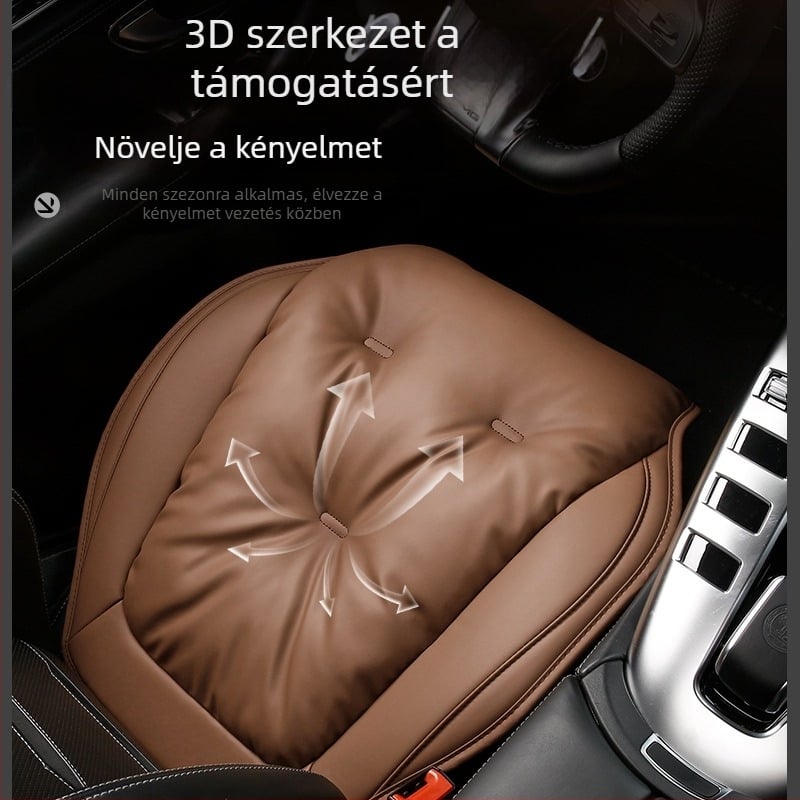 Minden évszakos autóülés párna, valódi bőr, selyem-pamut töltés, sík minimalist stílus, ötfős univerzális