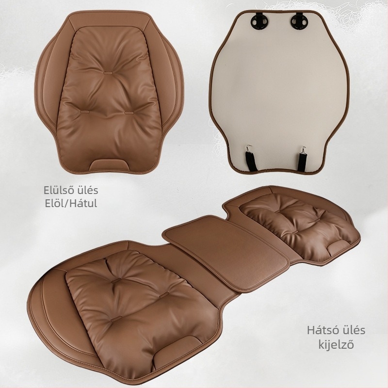 Minden évszakos autóülés párna, valódi bőr, selyem-pamut töltés, sík minimalist stílus, ötfős univerzális