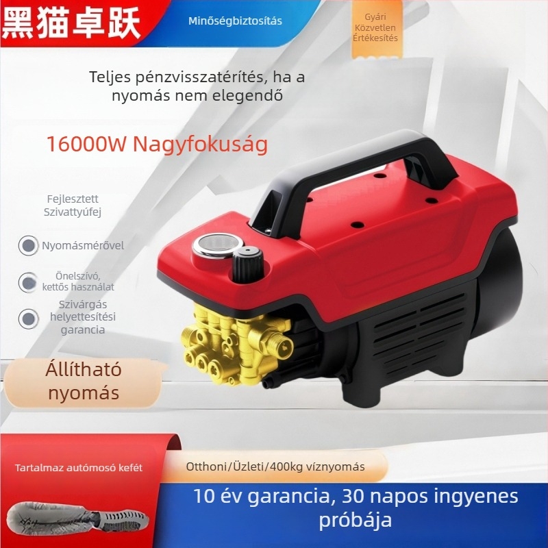 Nagynyomású autómosó berendezés — hordozható, háztartási, teljesen automata; 3000W, 220V, átfolyás 16 L/min, tömlőhossz 7–20 m, súly 9,5 kg