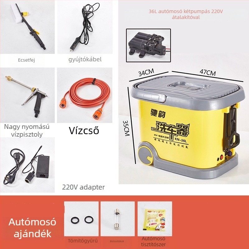 CY-25 Autómosó hordozható kefével, 12V-os cigarettagyújtóval ellátott energiaellátás, 60W, áramlás 6 L, munkanyomás 9 kg